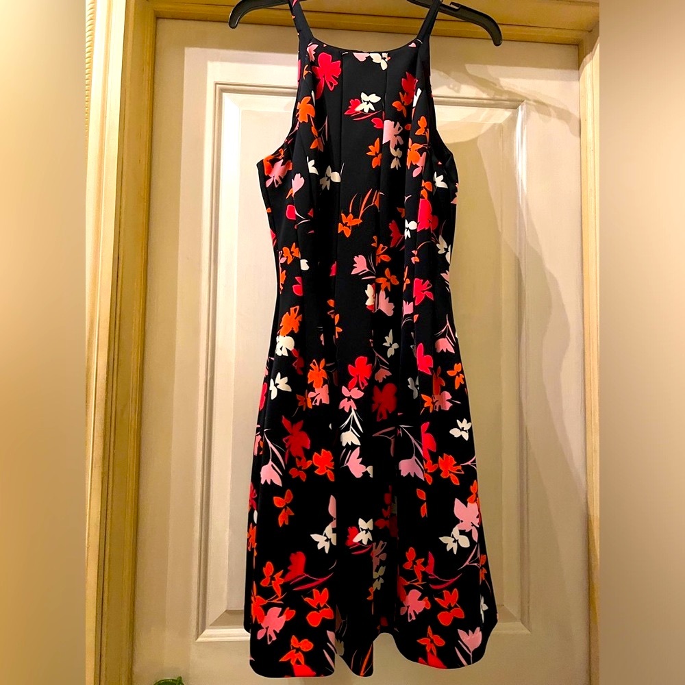 Floral halter-high neck dress